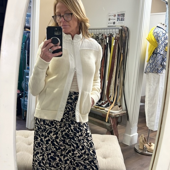 Akris Punto Cream Cashmere Blend Zip Front Knit Sweater Jacket US10 - Picture 5 of 15